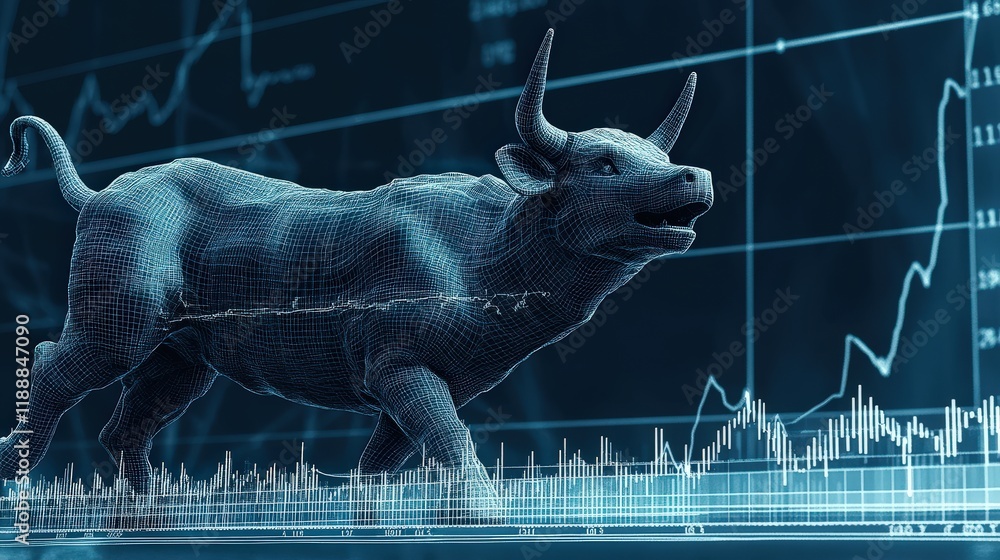 Poster dynamic bull market analysis with graphical data representation