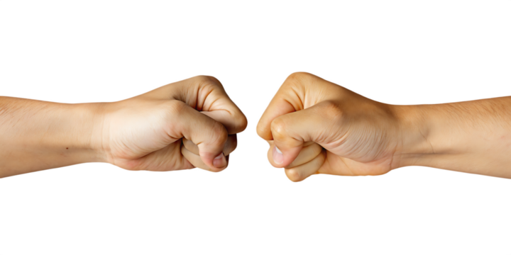 hands giving each other a fist bump isolated on white background PNG.AI GENERATED