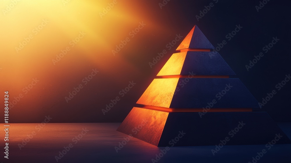 Poster modern abstract business pyramid diagram concept with light effects and dynamic shadows