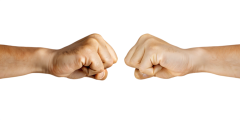hands giving each other a fist bump isolated on white background PNG.AI GENERATED