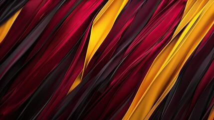 **Streams of cascading angled lines in deep garnet red and saffron yellow tones