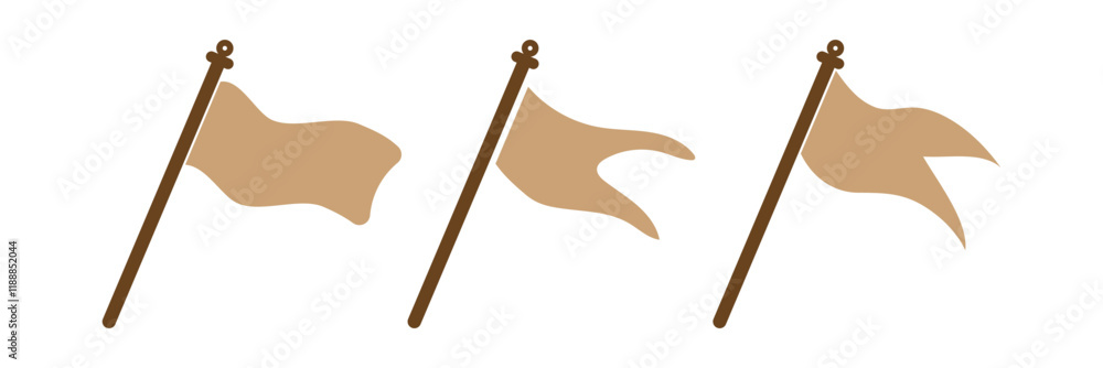 Poster golden flag icon in different waving shape. flag icon.