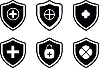 Fototapeta premium Health protection shield icon set vector