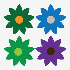 set of flowers design 