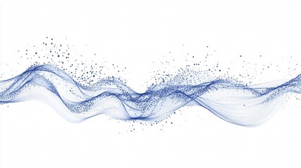 Abstract Blue Wave Shape with Splashes: Wide Angle Centered Creative Design Element