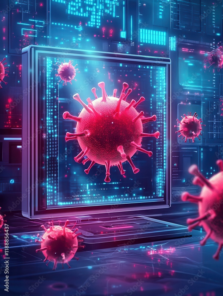Poster spyware development abstract concept vector illustration set. malware and computer virus, industrial