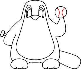 Penguin Baseball Baseball bat Animal Vector Graphic Art Illustration