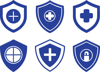 Health protection shield icon  set vector