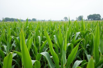 Obraz premium Serene Overcast Day in a Uniform Cornfield