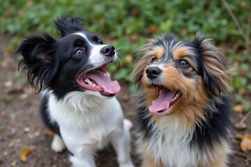 Playful Pooches in an Autumn Setting