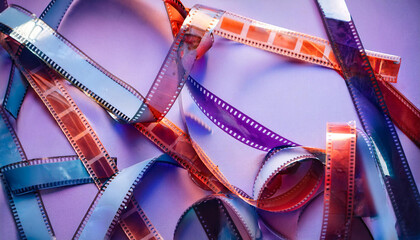 film strips on pastel purple backgrounds artistic background