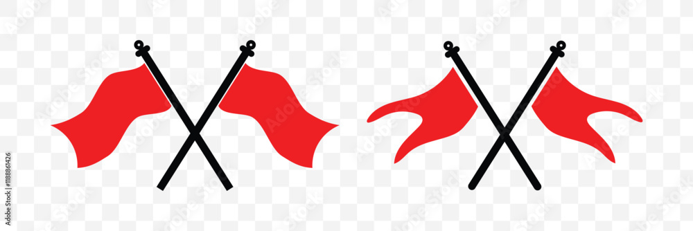 Poster set of red flag icon. waving flag. different flag set.