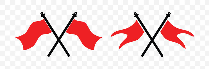Set of red flag icon. Waving flag. Different flag set. 