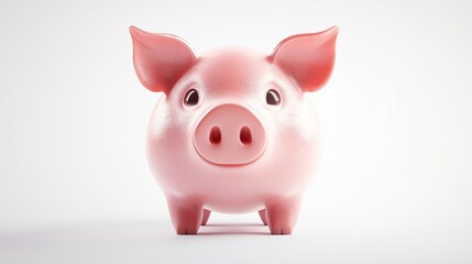 Wide Angle Isolated Piggy Bank Design Centered Composition