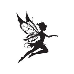 Graceful Black Fairy Silhouette Design