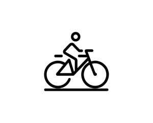 Fototapeta premium silhouette of a person riding a bike logo vector illustration.
