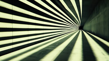 Striped Concrete Tunnel: A Study in Light and Shadow