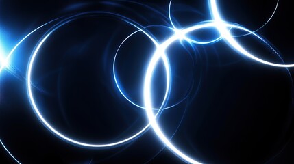 Fototapeta premium **Thin radiating circular beams in glowing sapphire and platinum white