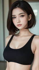 Fototapeta premium ビキニ, 女, コスプレ, 海, サマータイム, ショートヘアー, ボブ, ロングヘアー, ショートカット, 美しさ, 水泳, 水, モデル, バカンス, 細い, 太陽, 人々, タン, 旅行, ファッション, 空, 人, 立っていること, 砂, 髪の毛, ブルネット, 浜, 顔, グラビア, アイドル, 巨乳, 水着, 笑う, 笑みを浮かべている, アウトドア, ハピネス, 1, 目, 見る, 