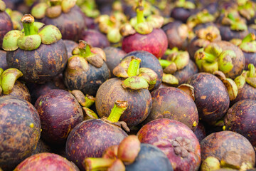 A pile of tempting mangosteen fruit
