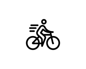 Fototapeta premium silhouette of a person riding a bike logo vector illustration.