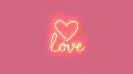 This vibrant design features a glowing heart and the word love, set against a soft pink background, creating a perfect backdrop for romantic occasions