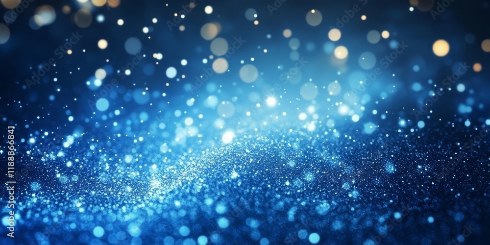 Poster A mesmerizing blue winter background adorned with sparkling lights that create a perfect atmosphere, ideal for generating a serene and enchanting experience within various designs and artworks