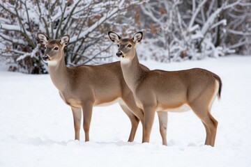 Serene Deer in Snowy Landscape