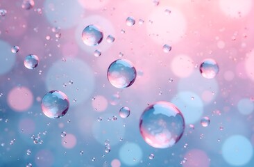Bubbles in water. Pastel colors background. Copy space.