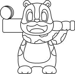 Hamster Cricket Cricket bat Animal Vector Graphic Art Illustration