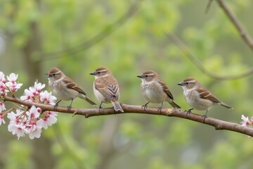Fototapeta premium Spring Birds on Blossoming Branch