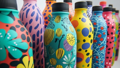  reusable plastic bottles in various bright colors, each designed for durability and ease of use, ideal for eco-conscious consumers