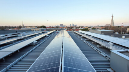 Large solar panel rooftop installation for sustainable energy production.
