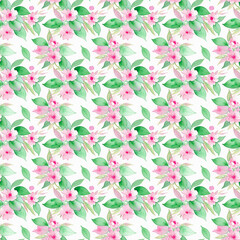 Pink Watercolor Floral Seamless Pattern, Digital Paper