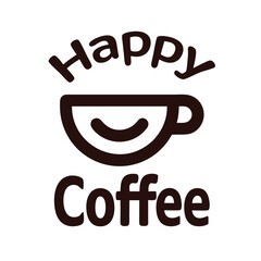 Minimalist Happy Coffee Logo Vector Design.