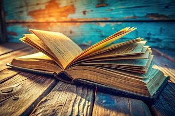 Weathered Book Pages, Handwritten Text, Sunlight Shadows, Vintage Macro