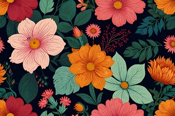 Seamless floral border. Generative AI