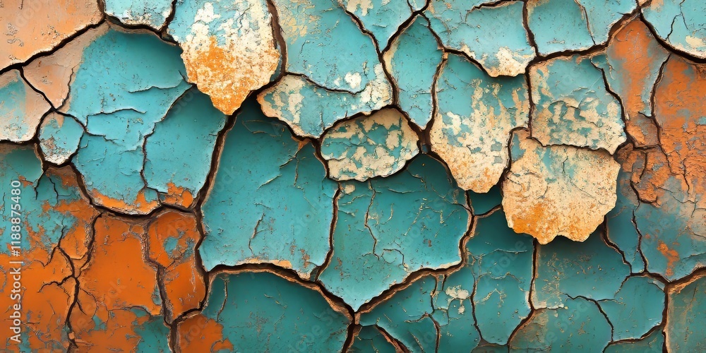 Poster cracked paint creates a unique and captivating colored texture background, showcasing rich layers an