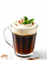 cup of tea with mint on white background