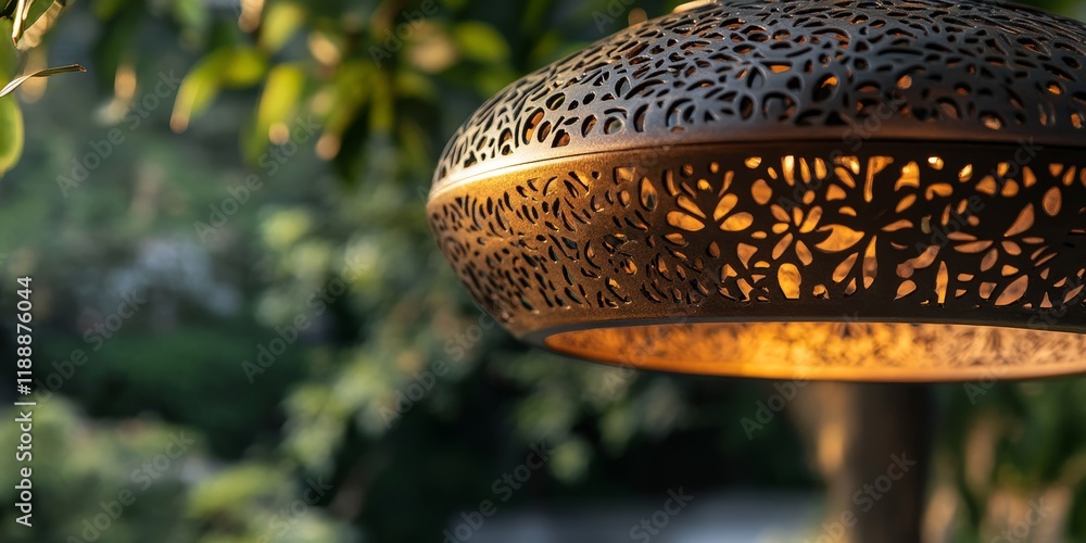 Poster close up of a lamp cap shade showcasing outdoor texture, featuring intricate details that highlight 