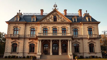 Fototapeta premium Magnificent Mansion: A Masterpiece of Architectural Design