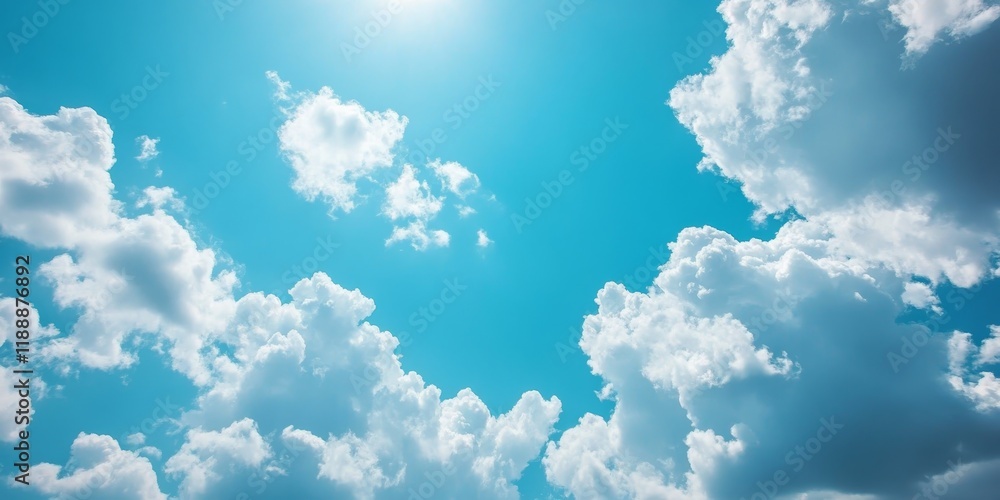 Aufkleber blue sky and white clouds create a serene background, perfect for various themes and settings, enhan
