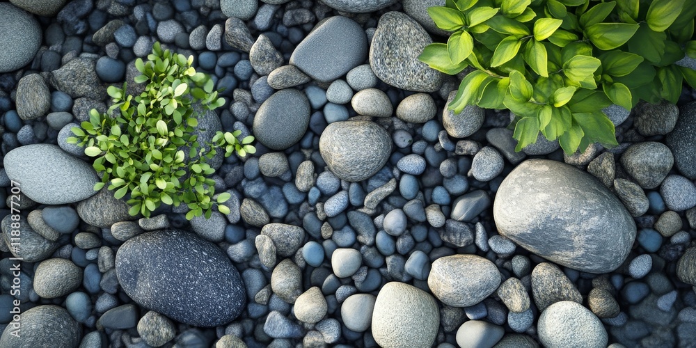 Leinwandbilder landscape architecture concept featuring a textured background of stone pebbles, blending nature ele