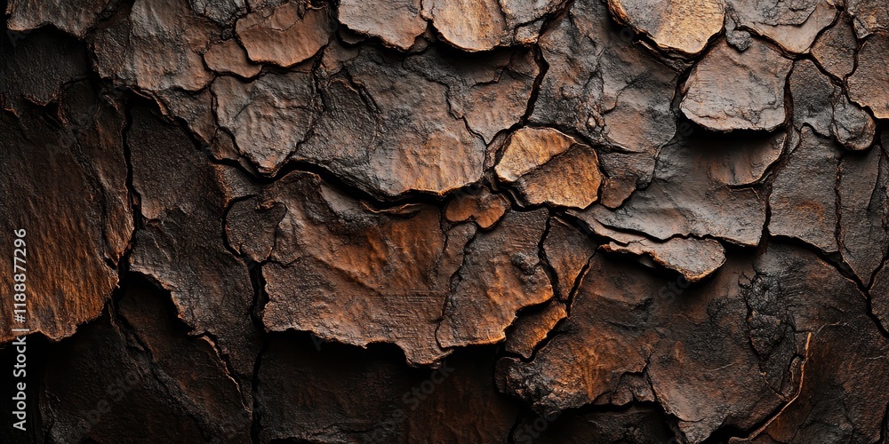 Poster old brown tree bark provides a unique background featuring a natural material texture. the old brown