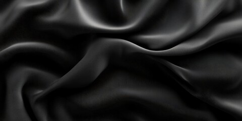 Fototapeta premium Black cloth waves create a stunning background texture that adds depth and elegance. This black cloth waves design is perfect for various creative projects requiring rich texture.