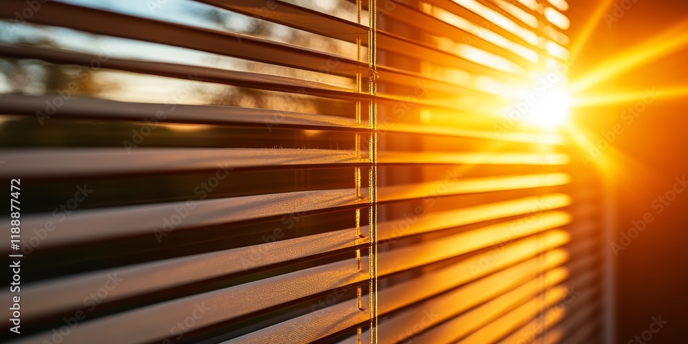 Aufkleber light streaming through window blinds creates an inviting atmosphere. this conceptual image of sunli