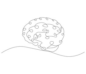 One continuous line drawing of human brain. Single line of human brain vector illustration