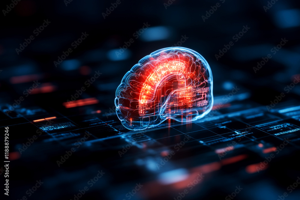 Poster innovative neural network visualization digital environment 3d render futuristic concept tech landsc