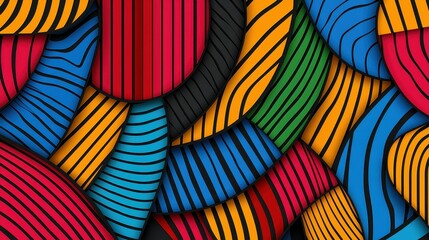 Vibrant abstract pattern with curved lines in various colors and textures. celebration of African American history concept