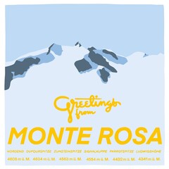 Obraz premium Greetings from Monte Rosa - 4000er der Schweizer Alpen, handgezeichnet